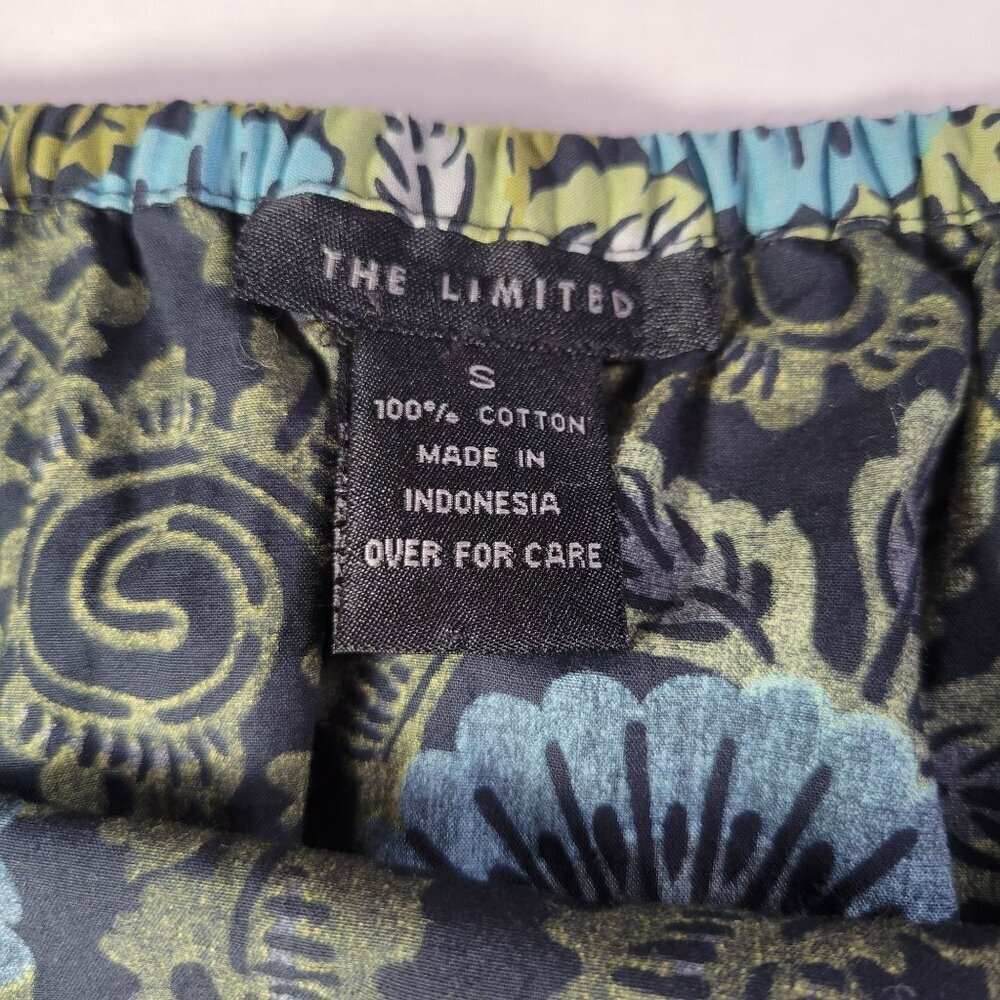The Limited Black/Green/Blue Cotton Floral A-Line Skirt Size Small - Picture 2 of 6